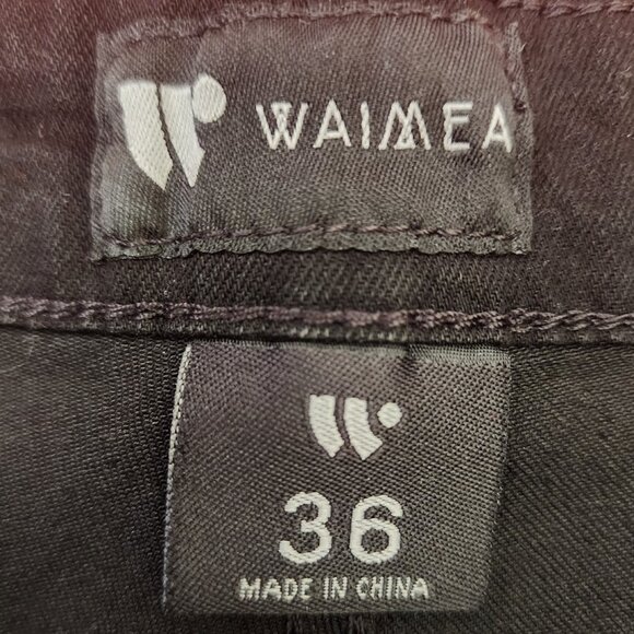 Waimea Men's Distressed Black Red Patch Paint Splatter Jeans Shorts Size 36 NWT - Picture 7 of 11